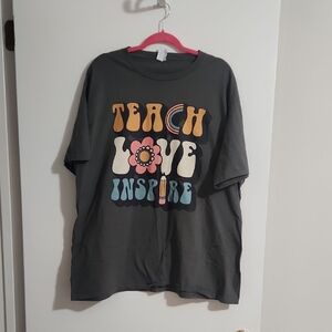 Gray Teacher Shirt with Colorful Print